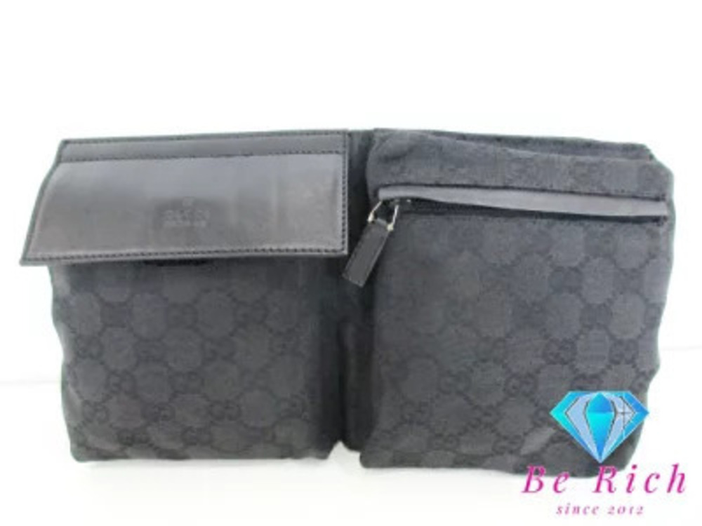 Gucci Waist Bag GG Black Pouch Clutch Body Belt